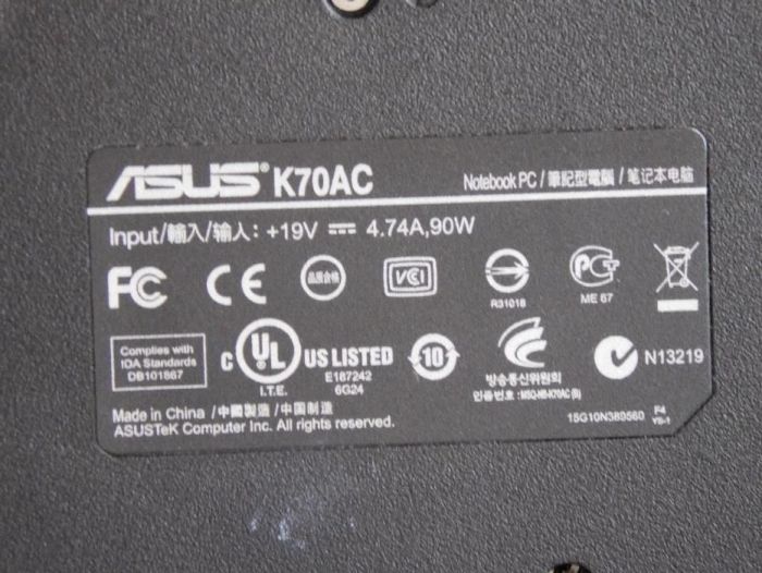 Laptop notebook Asus K70AC-TY044 17,3 cala, uszkodzony ale działa