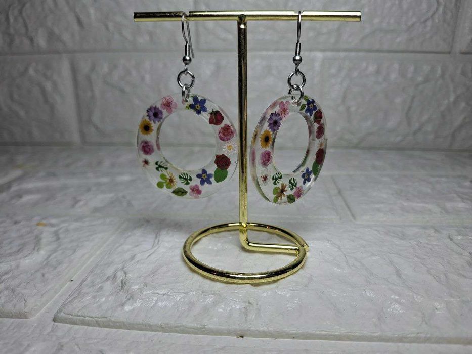 Сережки ручної роботи з епоксидної смоли