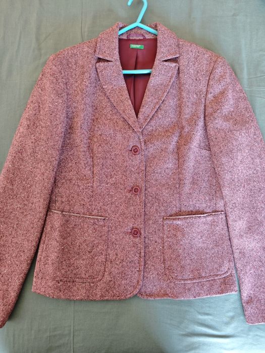 Blazer de Lã United Colors of Benetton – Bordeaux / Mesclado (Tam. M)