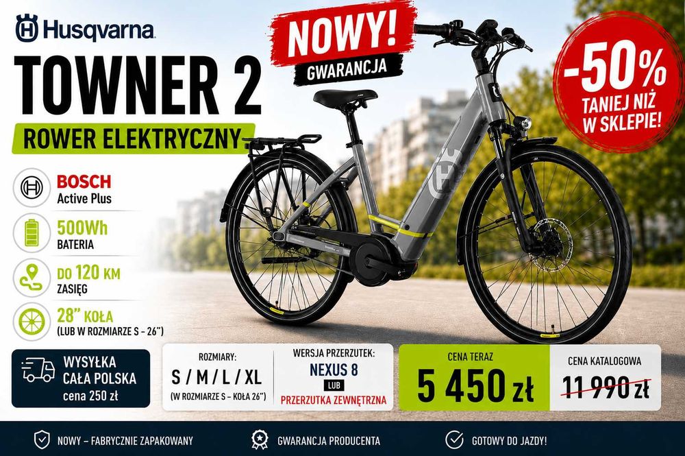 Rower elektryczny E-Citybike Husqvarna Towner 2,  S miejski ebike