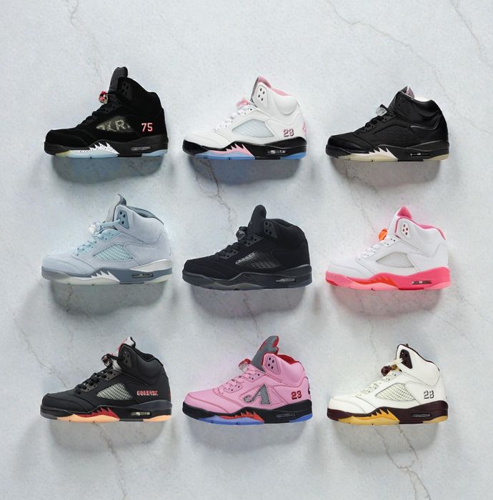 р36-45 Кросівки Air Jordan 5 Retro Black White Pink Grey