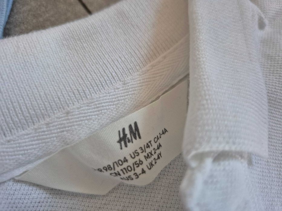 Zestaw 2x koszulka polo H&M 98 104 biała błękitna jak nowa bluzka
