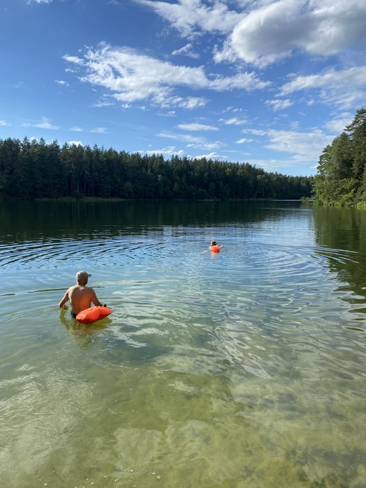 Domek nad jeziorem z linią brzegową ,łódka Strękowizna Augustów