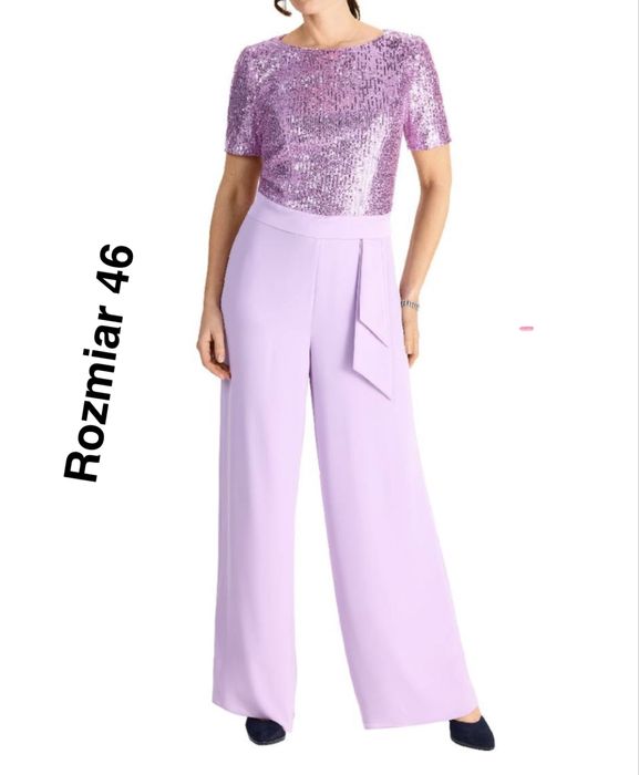 Piękny kombinezon cekinowy szeroka nogawka rozmiar 46