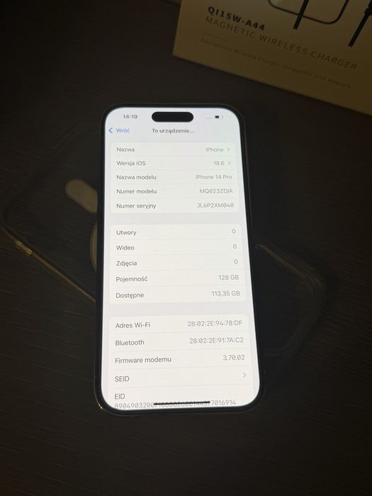 iPhone 14 Pro 128gb Bialy srebrny 128gb stan idealny!