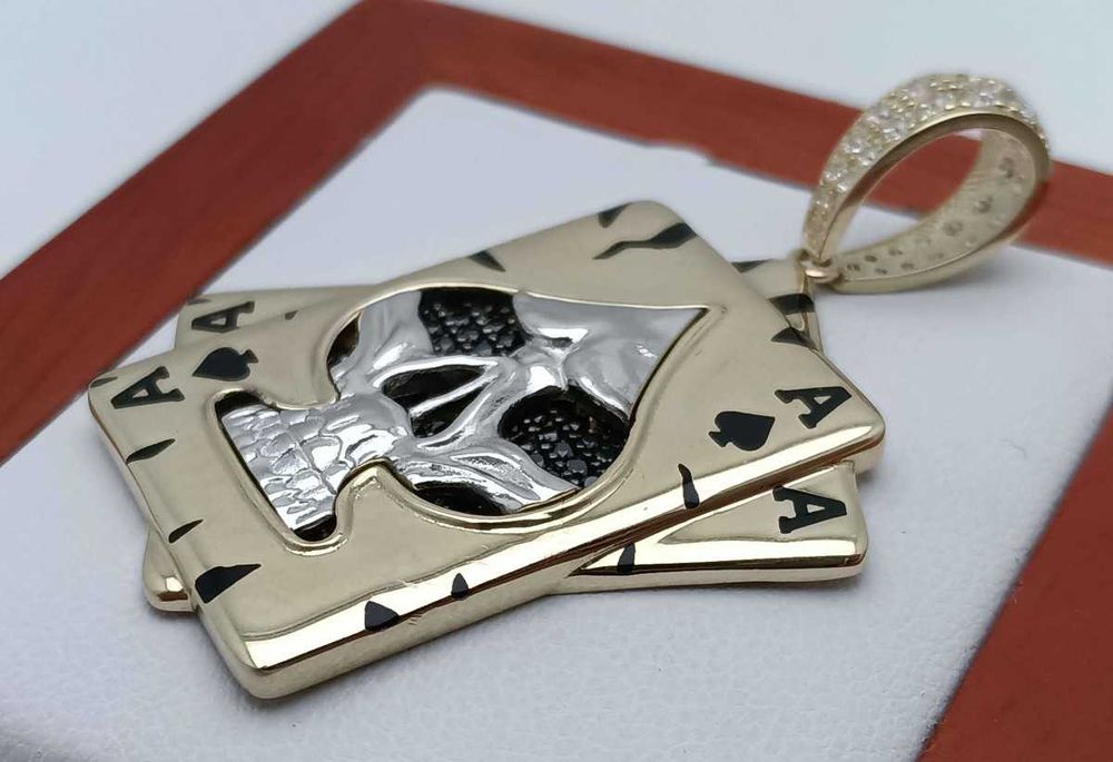 Złota Zawieszka Karty Karta As Pik Czaszka 6,48G P585 14K 3,5CM