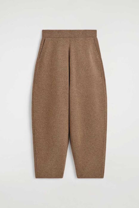 Вовняні штани COS Merino Wool Barrel-Leg (Brown Melange) — Розпродаж!
