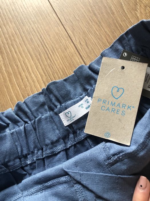 Niebieskie szorty wysoki stan primark boho wizane
