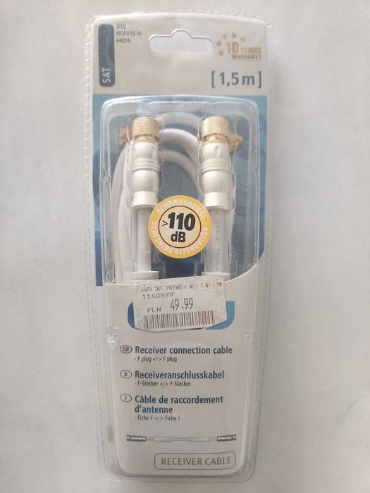 Kabel instalacyjny SAT Wtyczka F -> Wtyczka F Vivanco NOWY