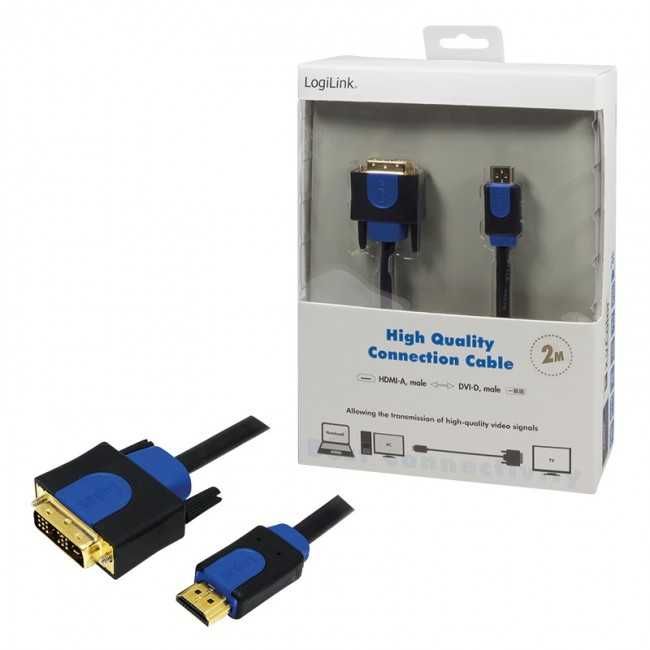 kabel LogiLink HDMI DVI 2 metry do monitora jak nowy bez pudełka