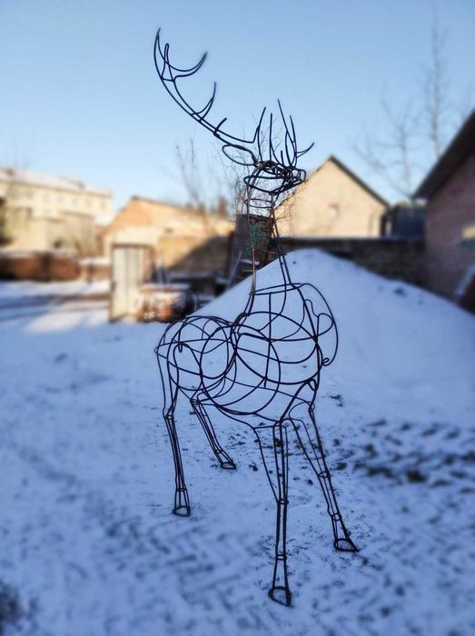 Новогодний олень, гирлянда каркас фигура оленя, 3Д олень, ковка