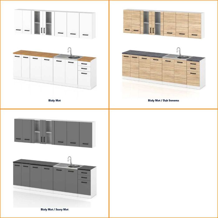 Meble Kuchenne Jowita 2.6m Zestaw Kuchenny Nowoczesny Modułowy Wotan