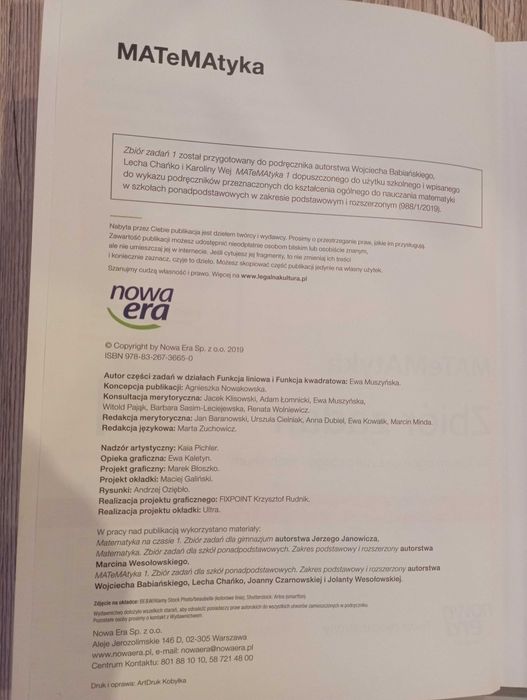 Matematyka 1 zakres podstawowy i rozszerzony zbiór zadań Nowa Era 2019
