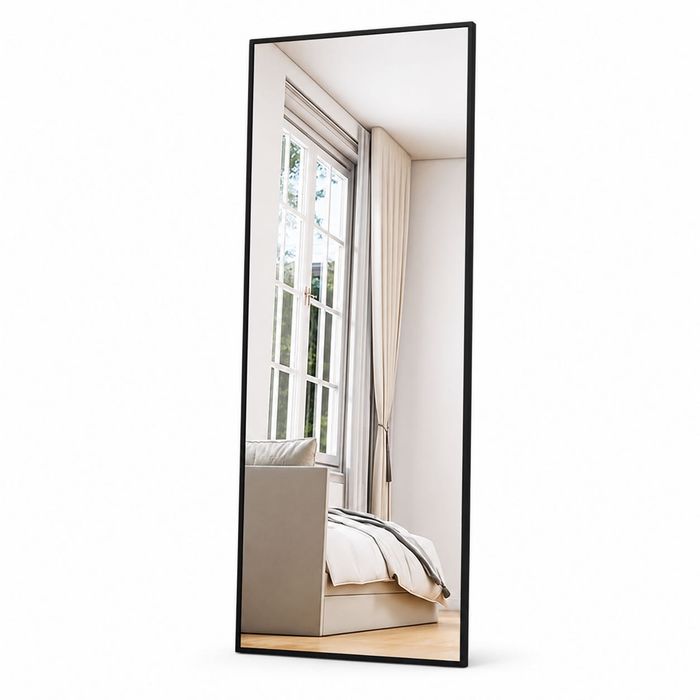 Lustro czarny metalowa rama 53x163 cm, duże lustro Koonmi