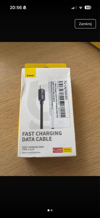 Baseus Crystal Shine kabel USB-C → Lightning 2 m / 20W – nowy