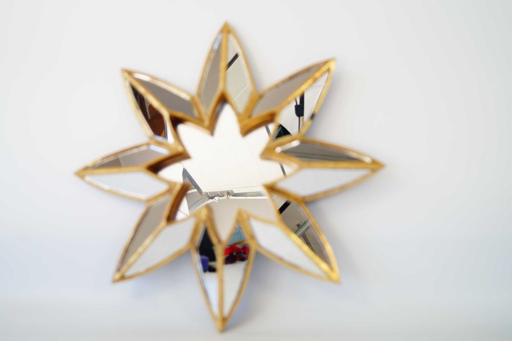 Dekoracyjne lustro dekor na ścianę złoty SŁOŃCE glamour