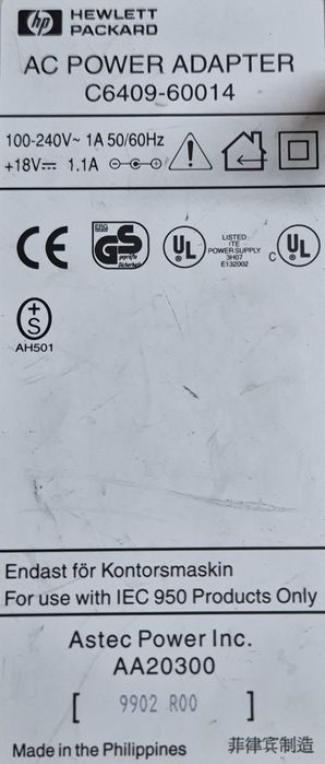 Carregador Hewlett Packard C6409-60014