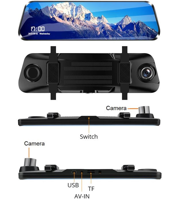 Kit de espelho retrovisor com câmera e GPS, espelho 10" A ESTREAR