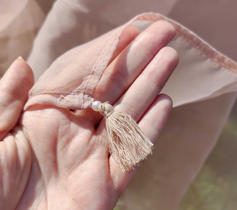 Duża ozdobna chusta szal stole róż organza etola orient boho etno