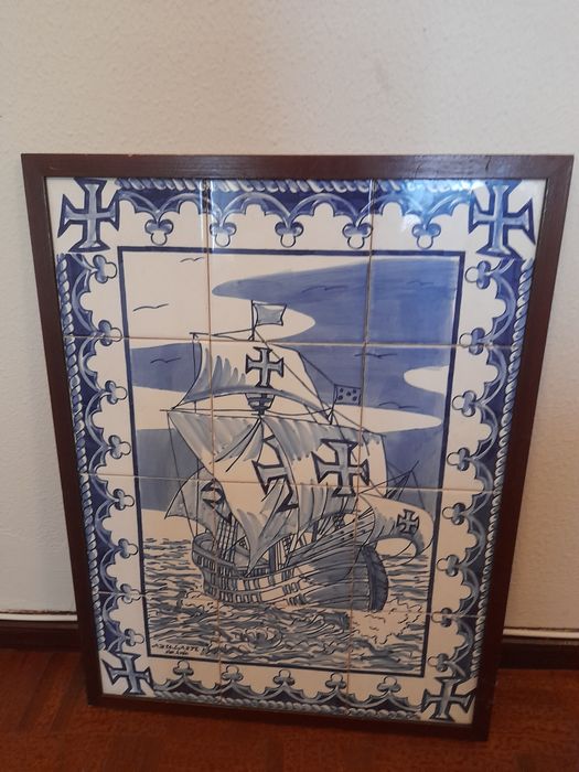Quadro em Azulejo 49×64. AZULARTE  pintado a mão.