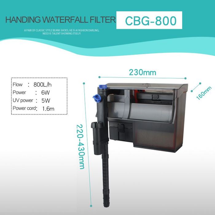 Навесной фильтр для аквариума до 160 литров SunSun CBG-800 с УФ 5 вт