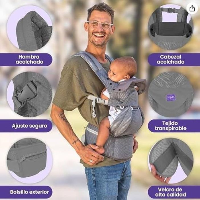 Ergonomiczne nosidełko Chiquito 3,2–15 kg – ciemnoszare