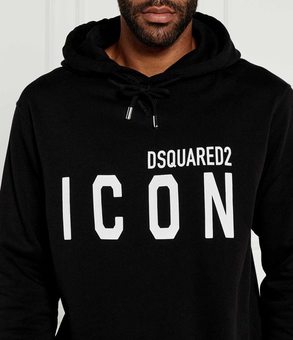 Dsquared2 bluza z kapturem czarna ICON oryginal Regular Fit rozmiar XL