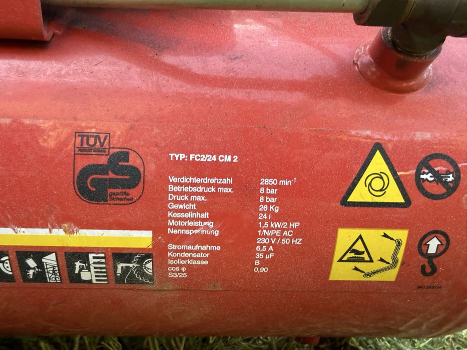 Sprężarka kompresor mecafer 24l 230v 1.5kw/2hp