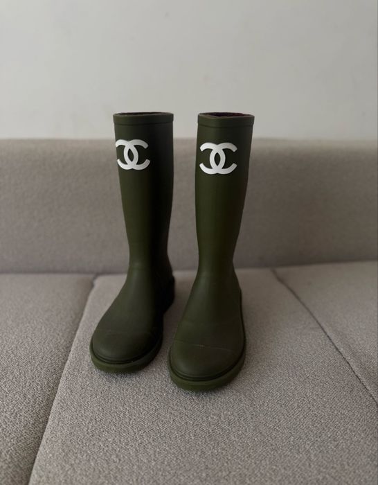 Kalosze premium chanel jak nowe khaki 39