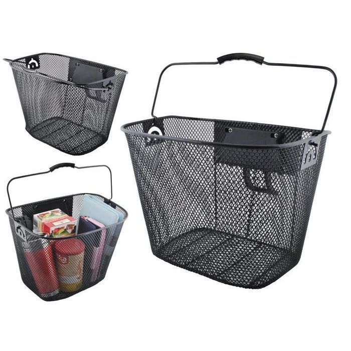 Kosz Na Rower Metalowy Koszyk Przedni Odpinany Czarny Na Click Duży