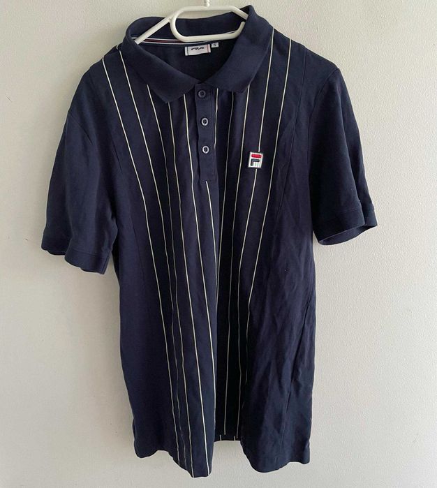 Fila koszulka t-shirt polo granatowy w paski S
