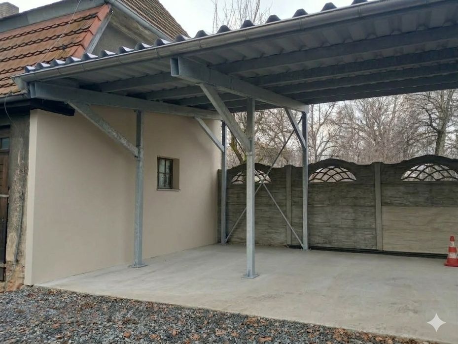 Zadaszenie tarasu, wiata, pergola stalowa z poliwęglanem lub blachą