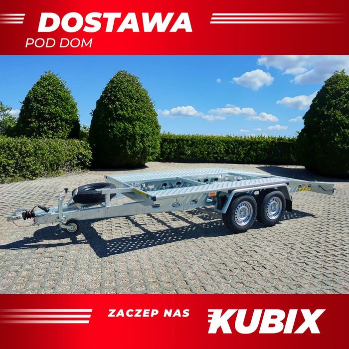 Kubix PRZYCZEPA LAWETA 4,5x2,10, 2700 kg, 2 osie, STALOWA, RAZ ŁAMANA  DOSTAWA POD DOM!Bardzo mocna i LEKKA laweta do przewozu samochodów