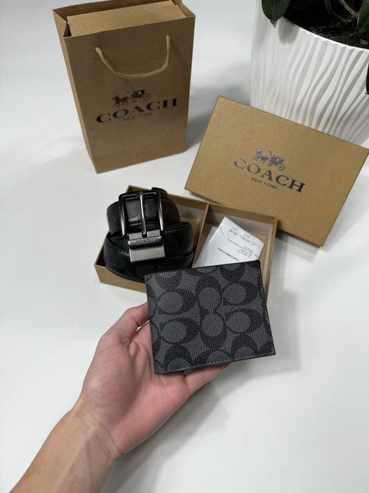 Набір Coach ремінь гаманець подарунковий Чоловічий набір Коач