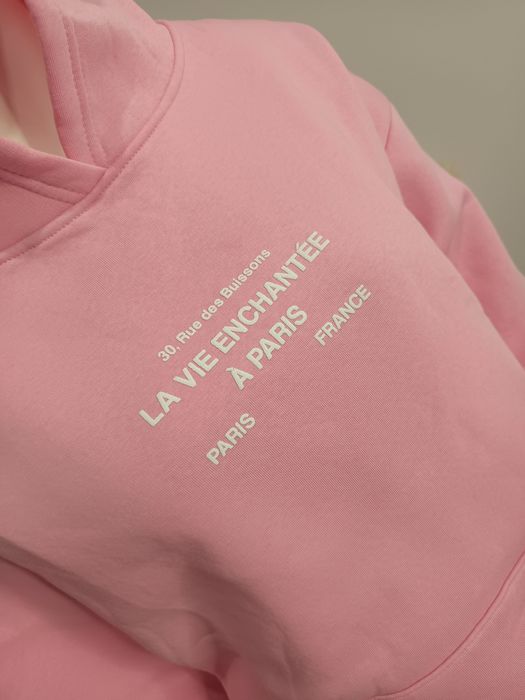 Bluza damska oversize z kapturem kieszeń kangurka pudrowy róż