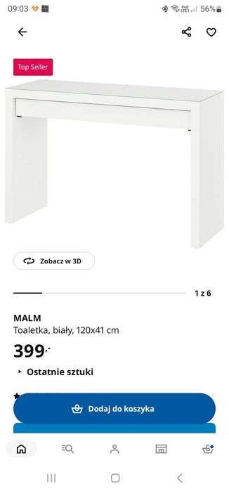 Toaletka MALM lustro