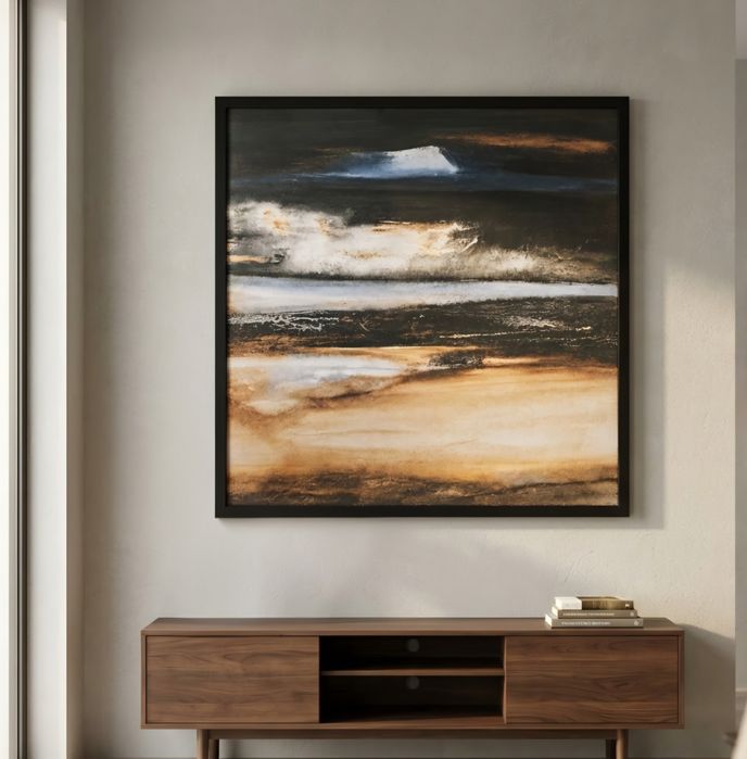 Quadro Decorativo Abstrato Moderno com Moldura Preta [NOVO]