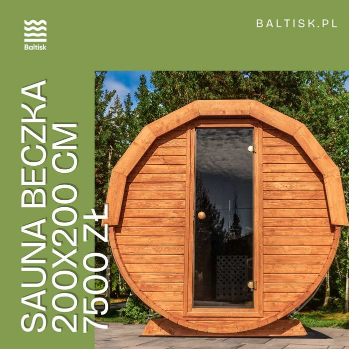 Sauna ogrodowa, Beczka Ruska, Bania 200cm - możliwość konfiguracji
