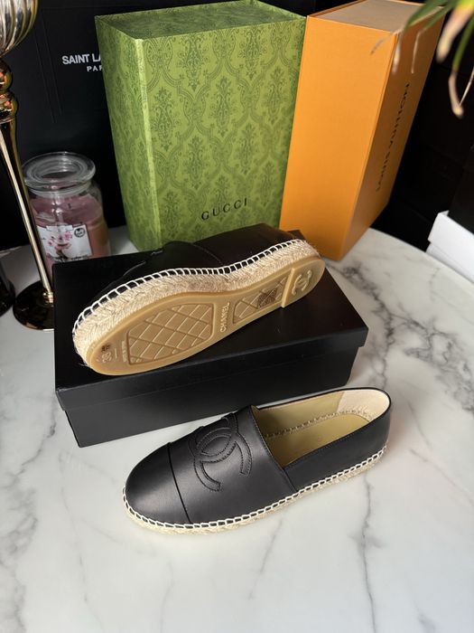 Espadryle Chanel black leather