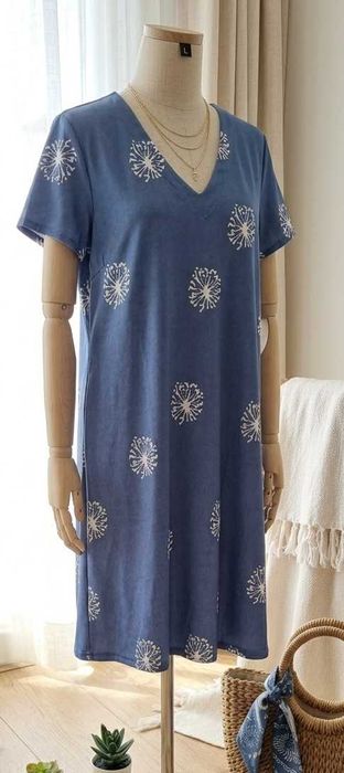 Vestido Azul com Estampa Floral: Tam L