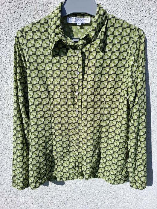 Zielona bluzka koszulowa koszula 100% silk jedwabna Jacqueline de youn