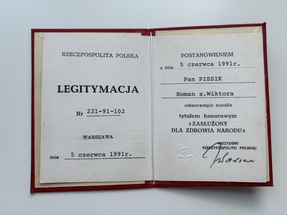 Zasłużony dla Zdrowia Narodu III RP - Wałęsa RZADKOŚĆ