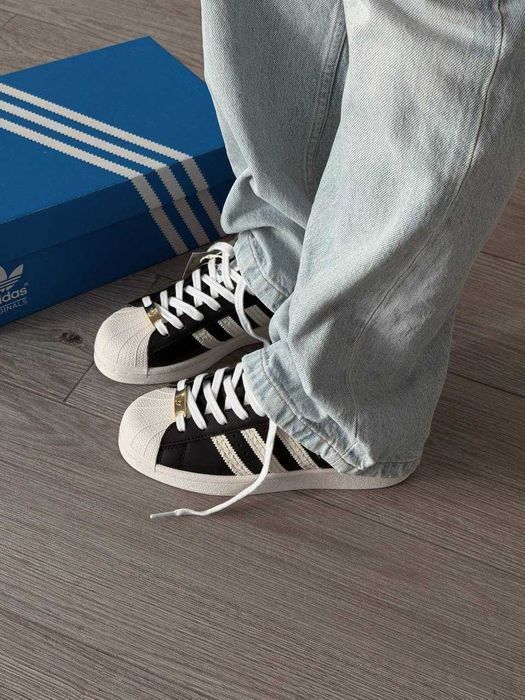 Кросівки Adidas Superstar Core Black Cream premium | Кроссовки Адидас жіночі чоловічі