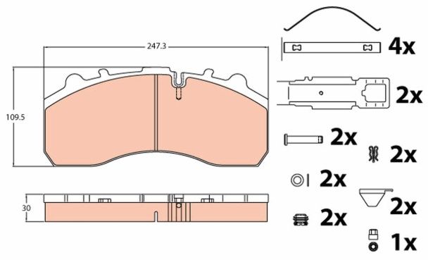 Колодки гальмівні дискові для вантажівок,автобусів, напівпричепів