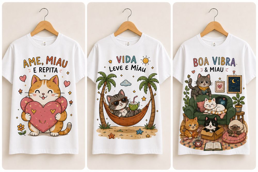 Colecção t-shirt dreamcolour cats , pintura em tecido