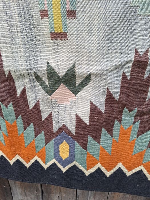 Piękny, wełniany kilim w stylu Art Deco