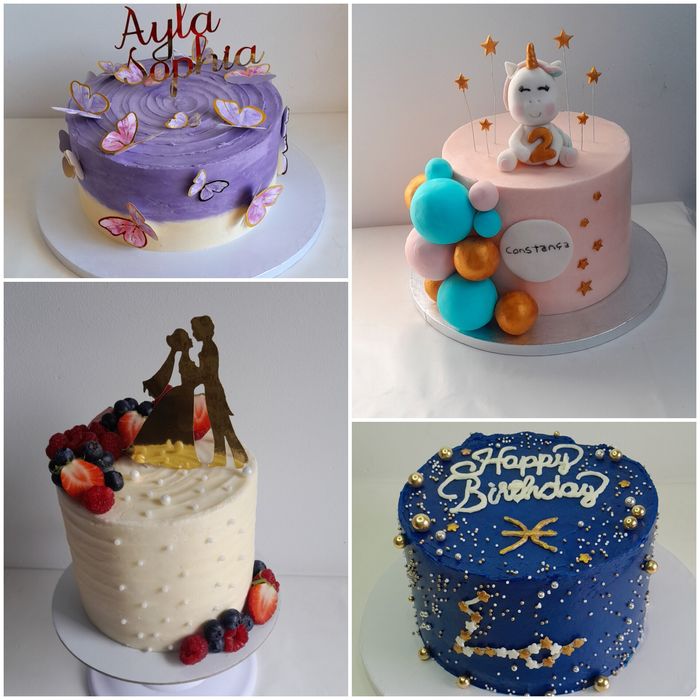 Bolos para festas e doces.