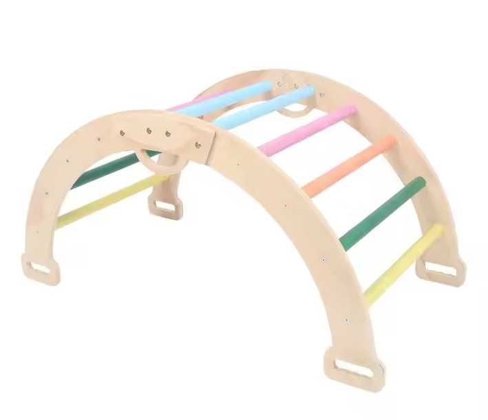 Drewniany Plac Zabaw 3w1 Drabinka, Bujak, Ścianka, Zestaw Wspinaczkowy