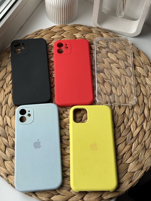 5 чехлів на айфон 11 + 2 скла та плівка на задню панель