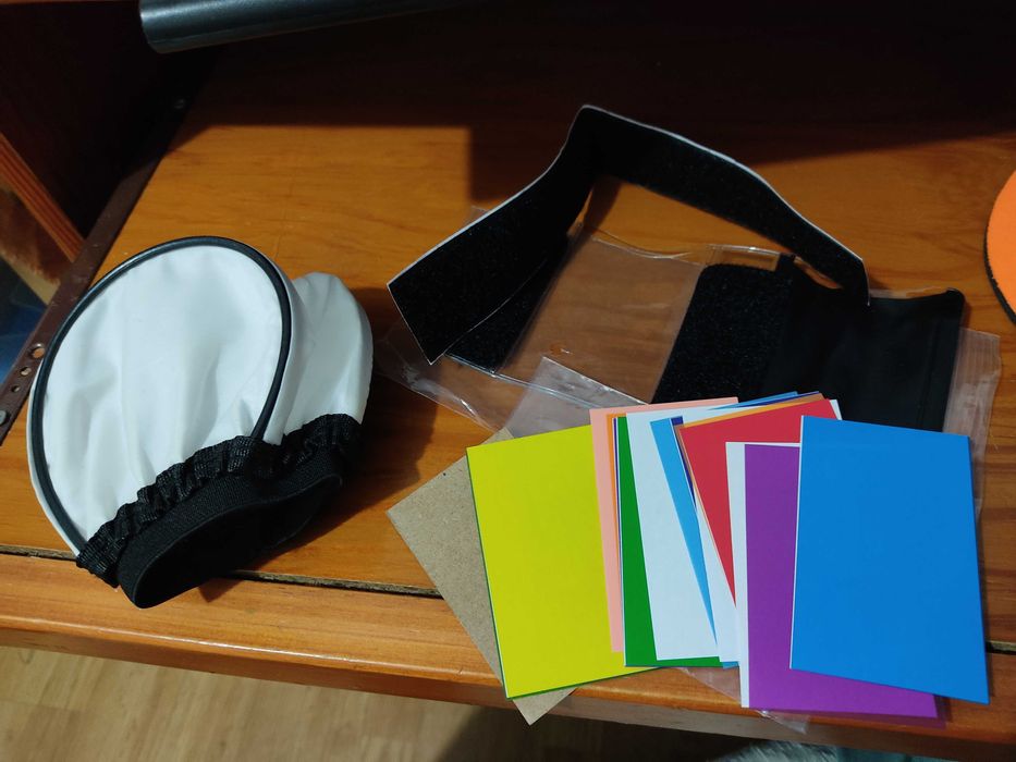 Difusor universal para flash externo + Filtros de cores - Aceito Troca